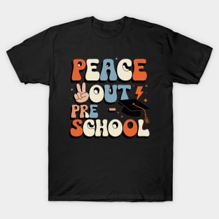 Groovy Last Day Of School Preschool Peace Out Preschool Premium T-Shirt